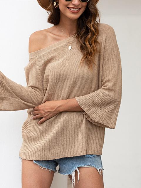Bow Halter Solid Sweater-Pinkami