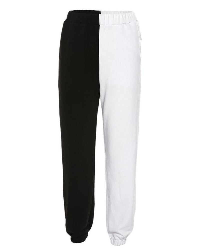 Slant Pokcet Elastic Waist Straight Leg Sports Pants For Women-Pinkami