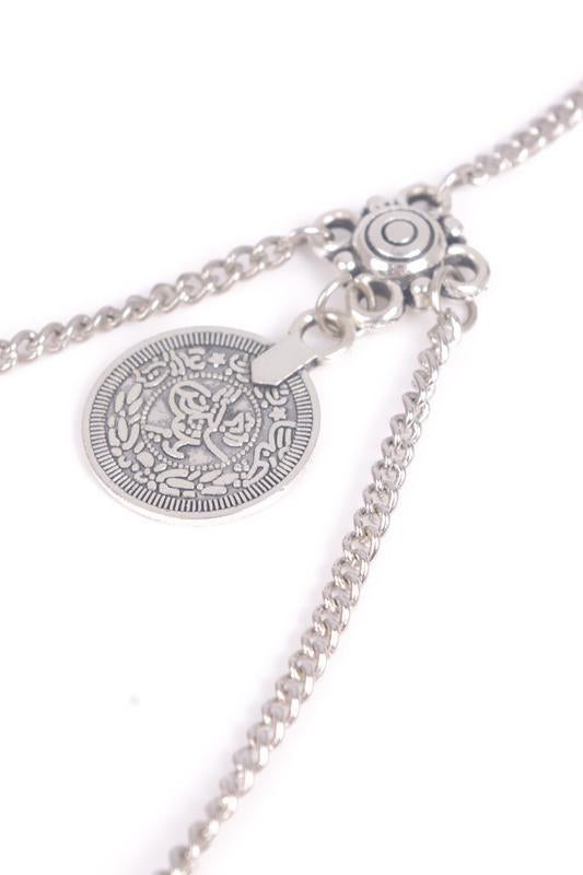 Silver Layered Coins Pendant Vintage Thigh Chain-Pinkami