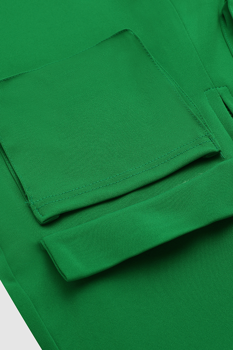 Patched Flap Pocket Zip Front Casual Jumpsuit