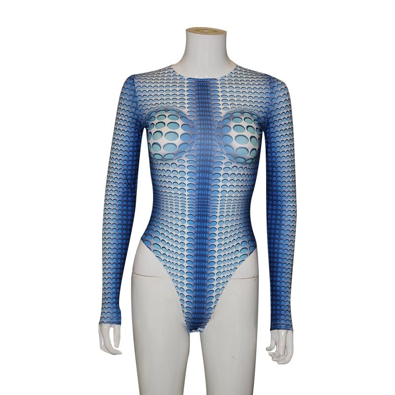 Printed Polka Dot Tight Hipster Bodysuit