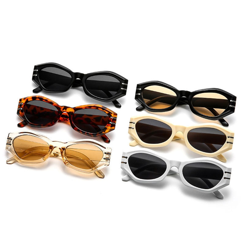 Polygonic Tinted Metal Detail Retro Sunglasses