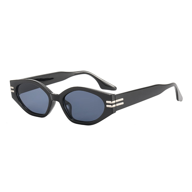 Polygonic Tinted Metal Detail Retro Sunglasses