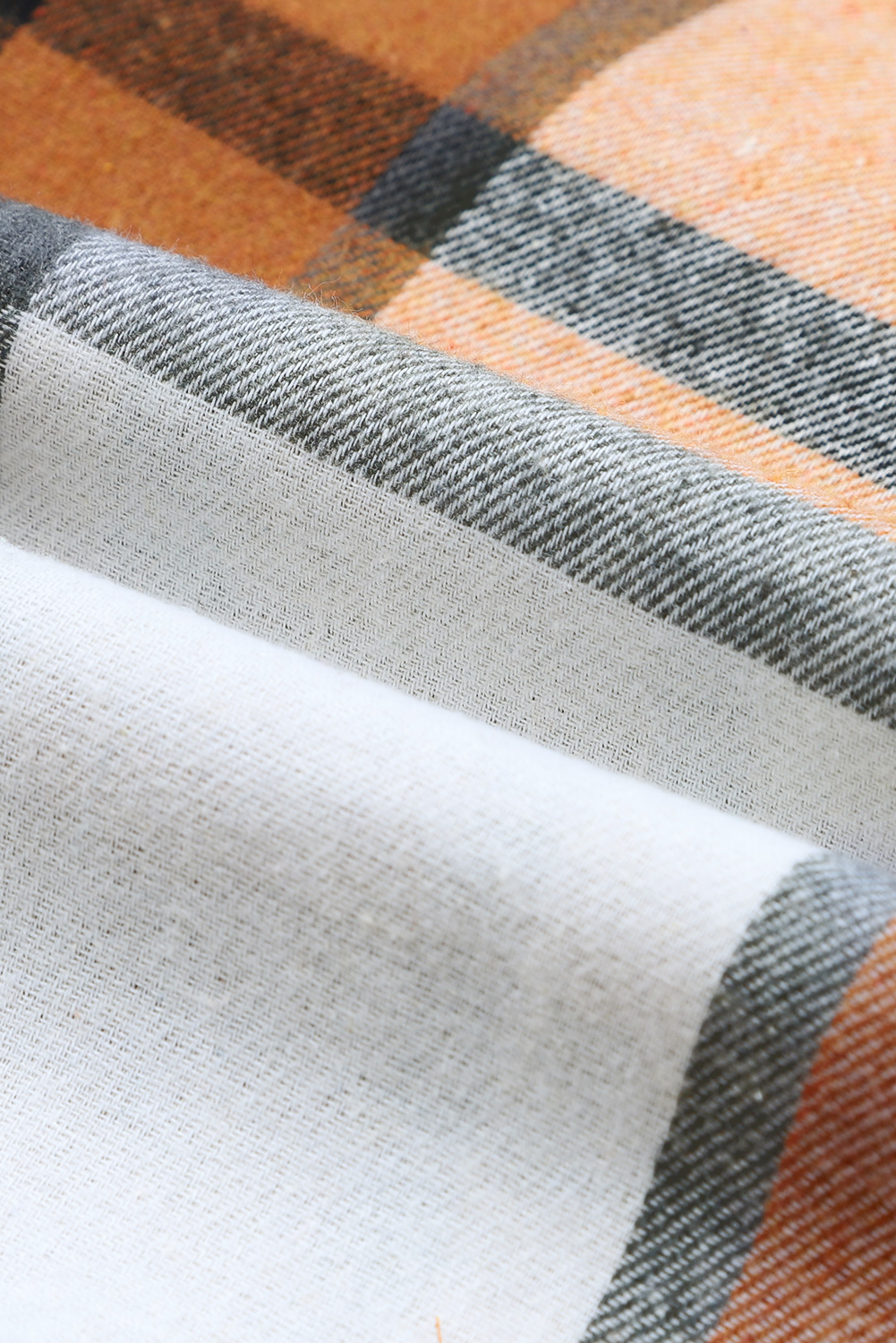 Khaki Plaid Pattern Collared Neck Ruffled Sleeve Shirt Casual Dress