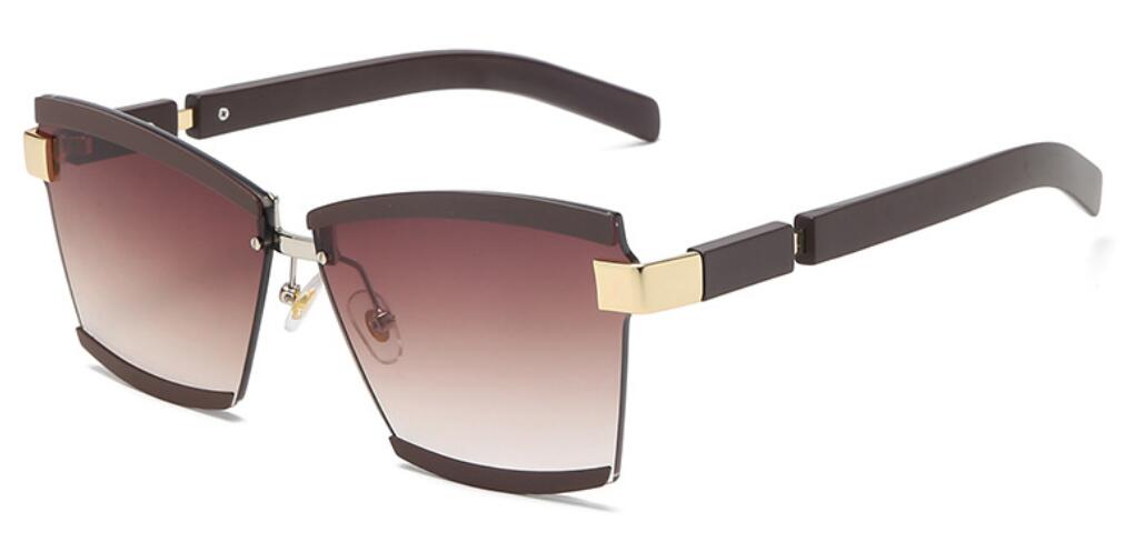 Contrast Rimless Rectangle Sunglasses