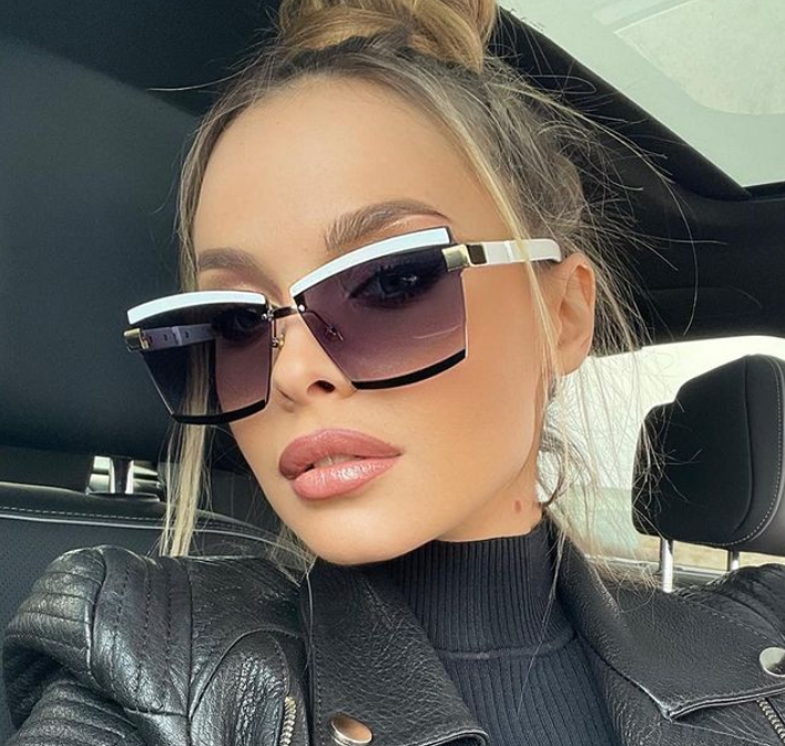 Contrast Rimless Rectangle Sunglasses