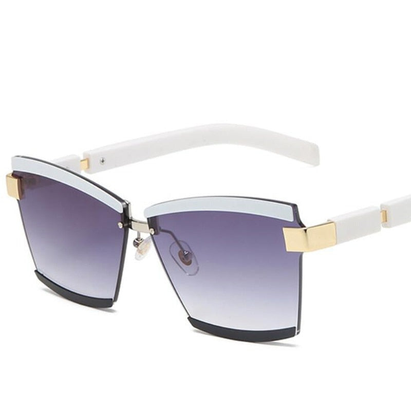Contrast Rimless Rectangle Sunglasses