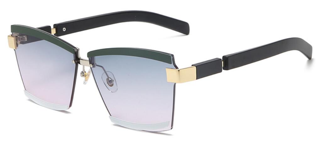 Contrast Rimless Rectangle Sunglasses