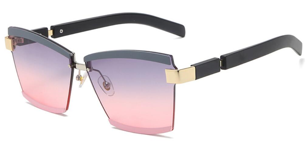 Contrast Rimless Rectangle Sunglasses