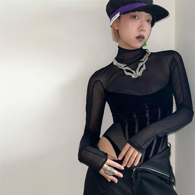 Mesh Long Sleeve Bodysuit
