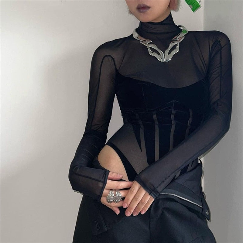 Mesh Long Sleeve Bodysuit