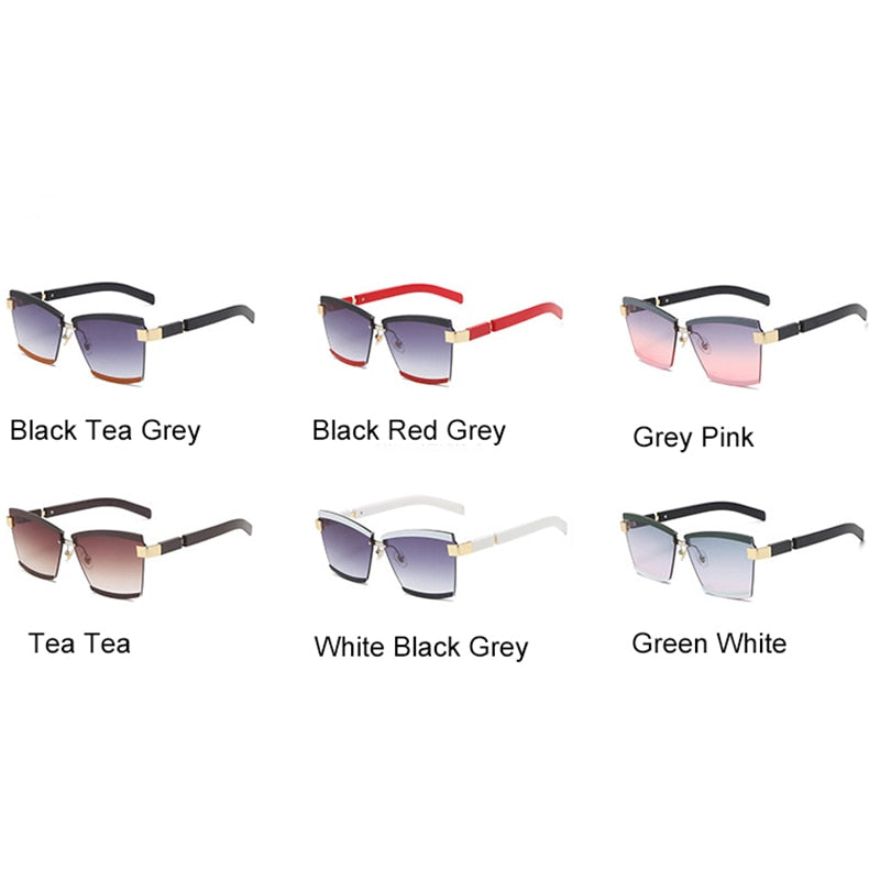Contrast Rimless Rectangle Sunglasses