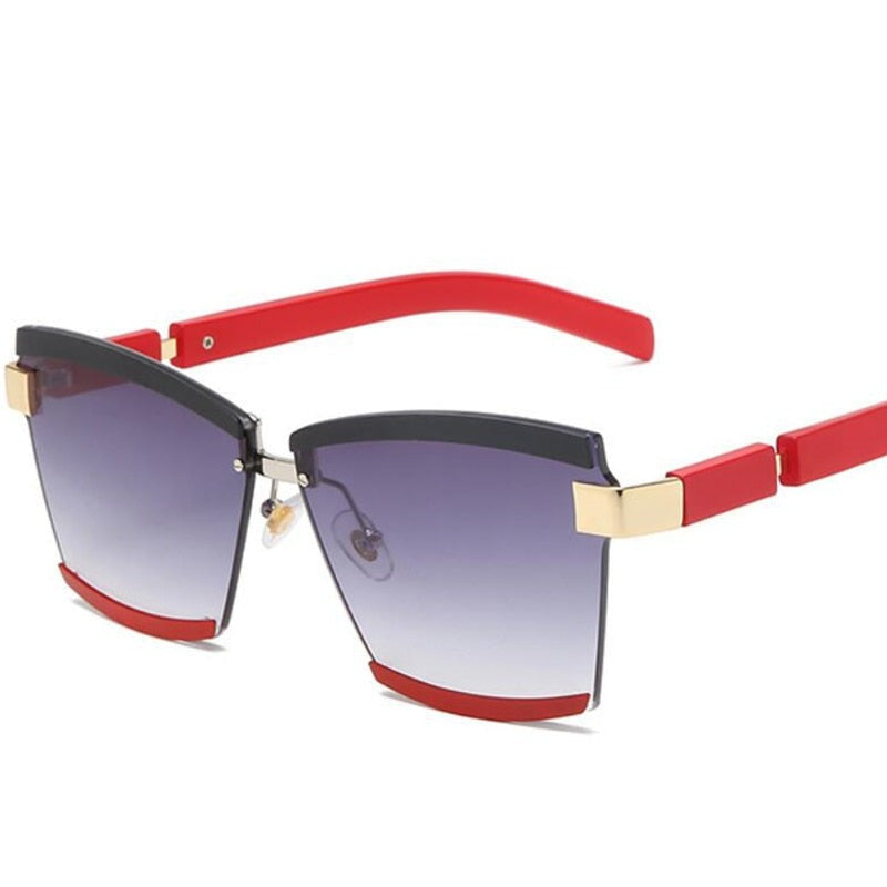 Contrast Rimless Rectangle Sunglasses