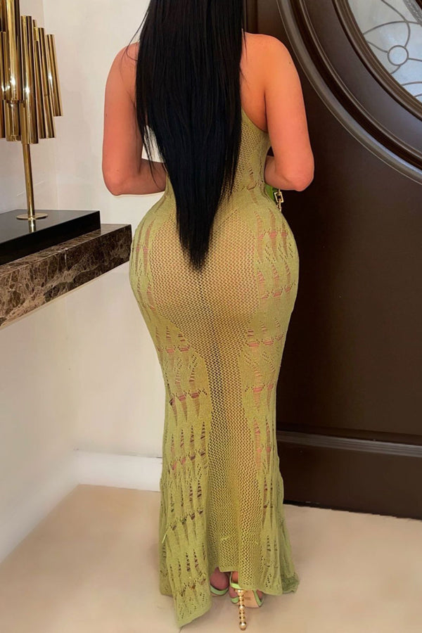 Solid Knit Cutout Beach Maxi Dress