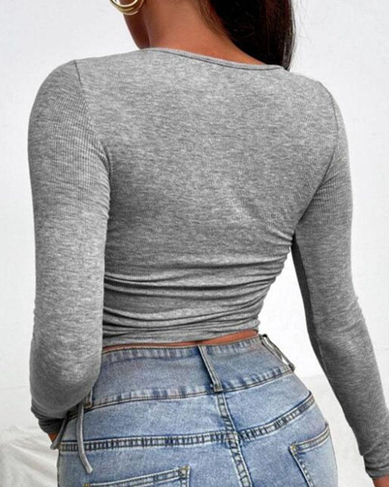 Scoop Neck Drawstring Side Bodycon Sweater