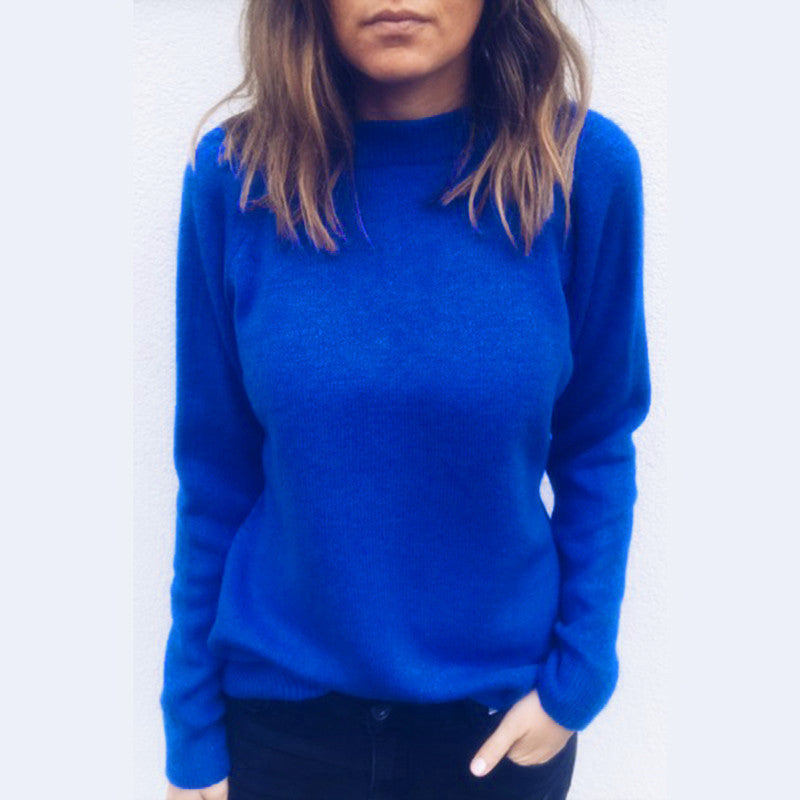 Solid Batwing Sleeve V Neck Sweater-Pinkami