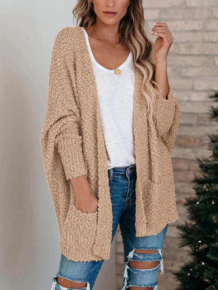Double Pocket Toothbrush Yarn Cardigan-Pinkami