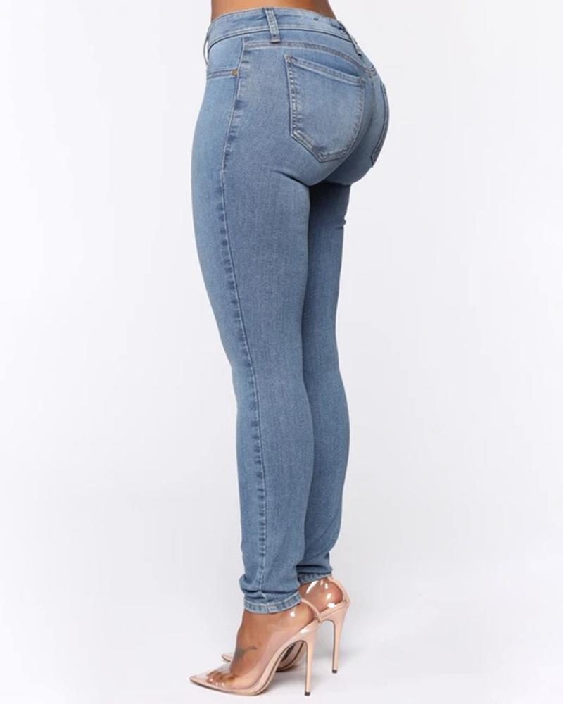 Women Elastic Low Waist Butt Lifting Jeans-Pinkami