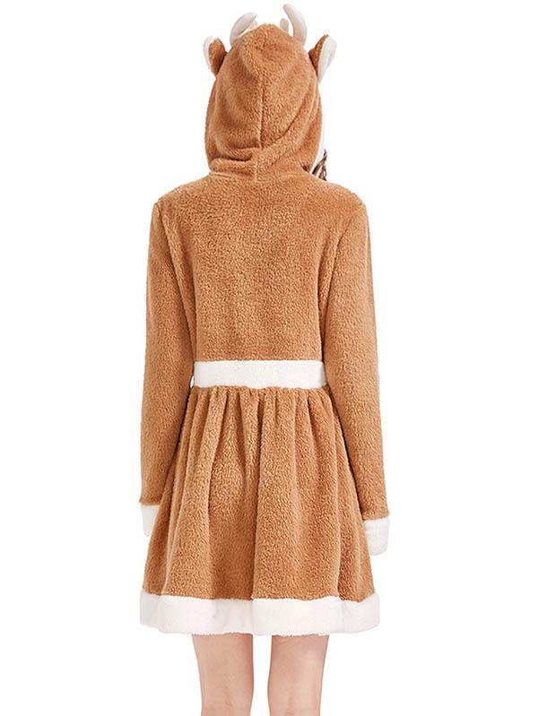 Women Reindeer Christmas Rudolph Dress-Pinkami