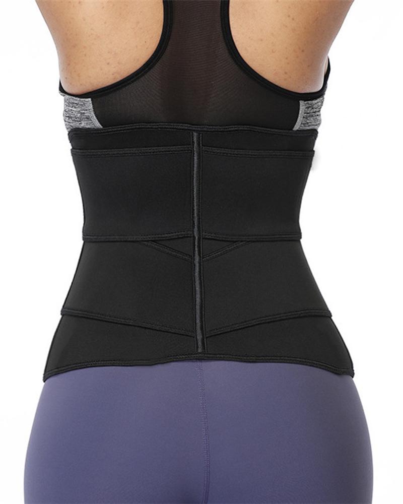 Colorblock Steel Bone Double Velcro Closures Body Shaper Wrap Corset-Pinkami
