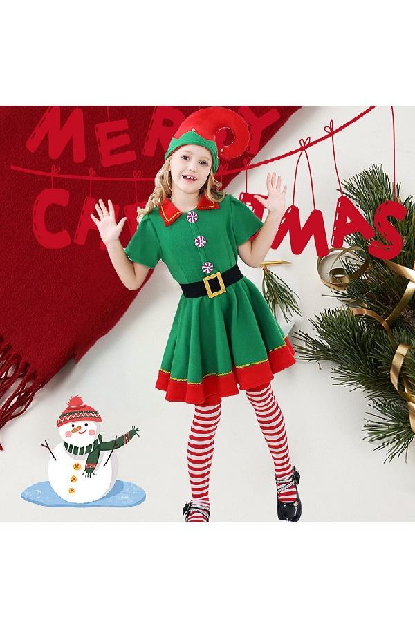 Kids Elf Costume Cute Christmas Outfit for Boys and Grils-Pinkami
