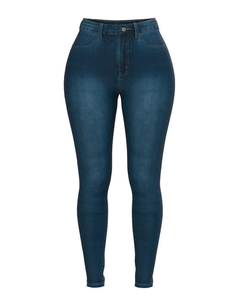 Women Elastic High Waist Butt Lifting Jeans-Pinkami
