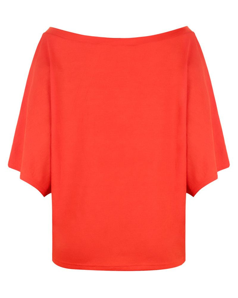 Anchor Print Half Sleeve Off Shoulder T-Shirt-Pinkami