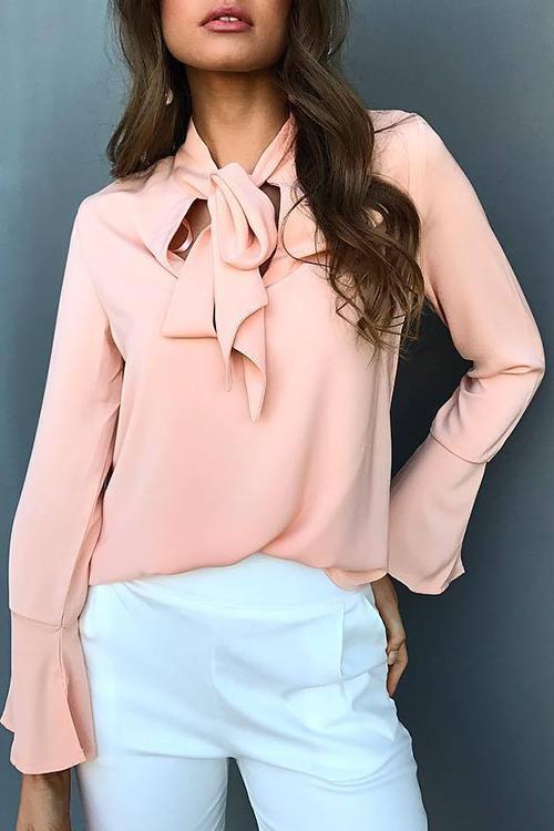 Fashion Trend Tie Knotted Bottoming Shirt-Pinkami