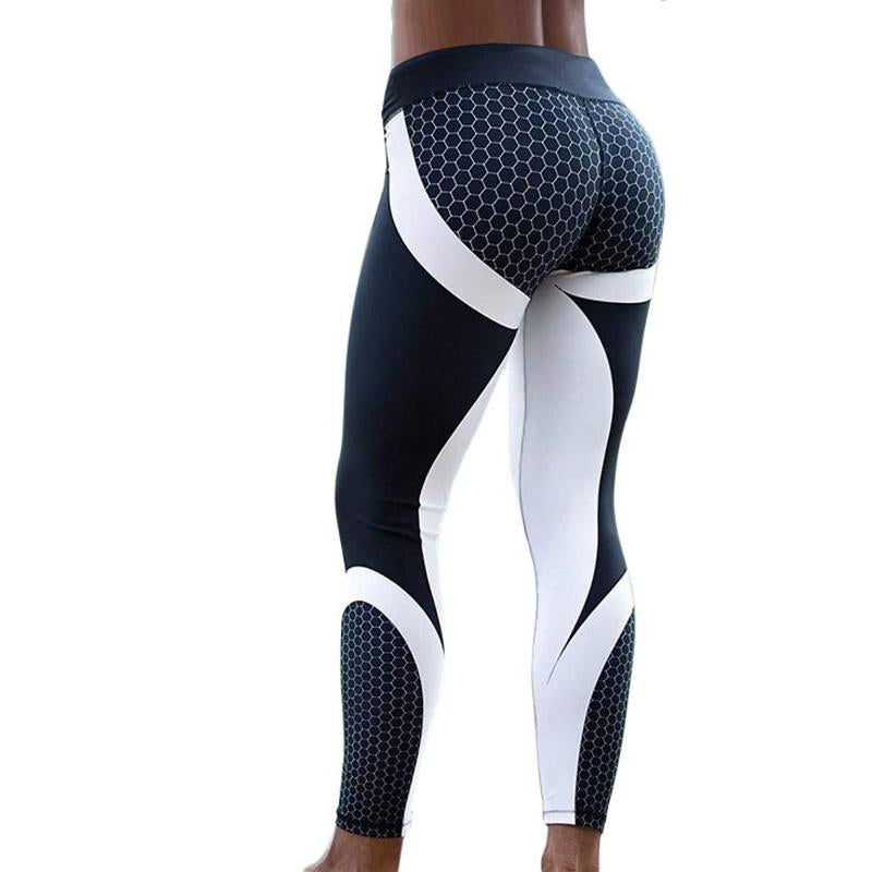 High Waisted Mesh Pattern Print fitness Workout Leggings-Pinkami