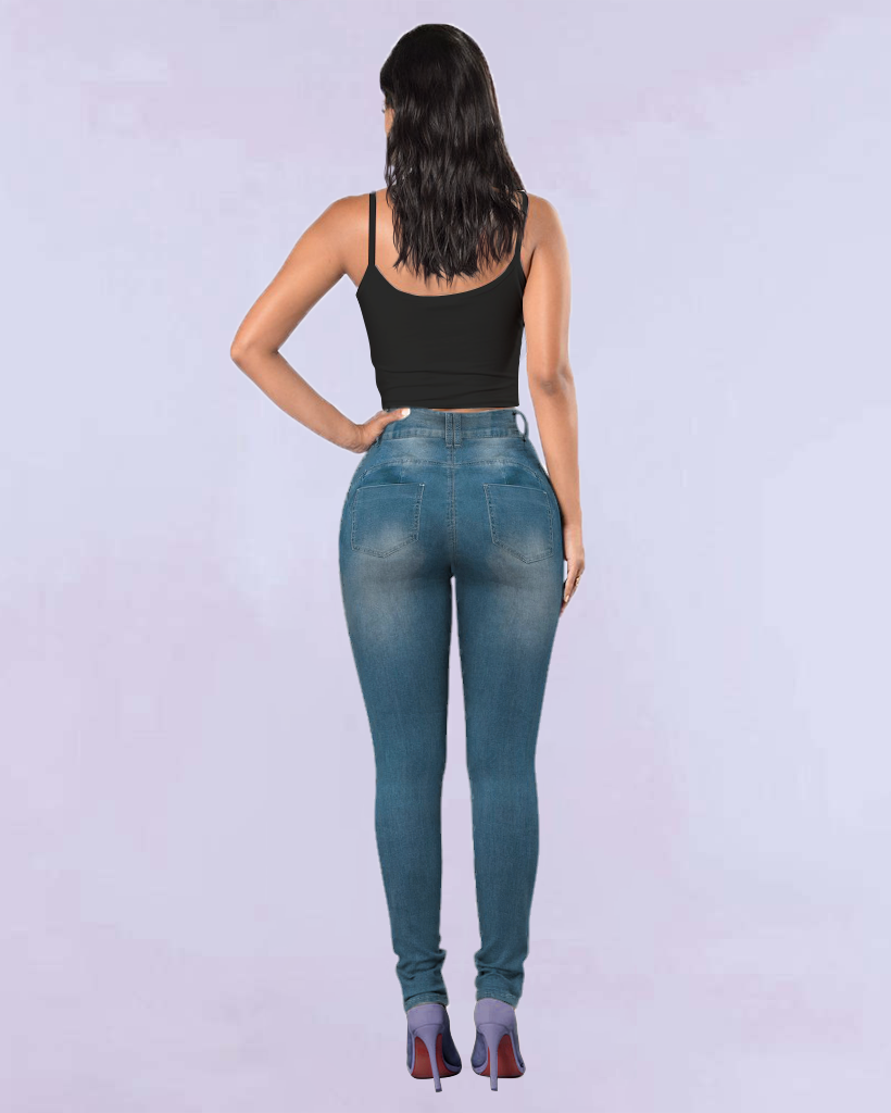 Women Extreme Distressed High Waist Skinny Jeans-Pinkami