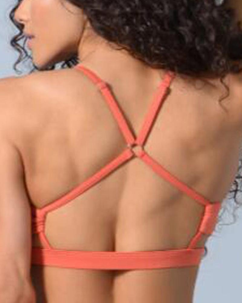 Ring Linked Cut Out Sports Bra-Pinkami