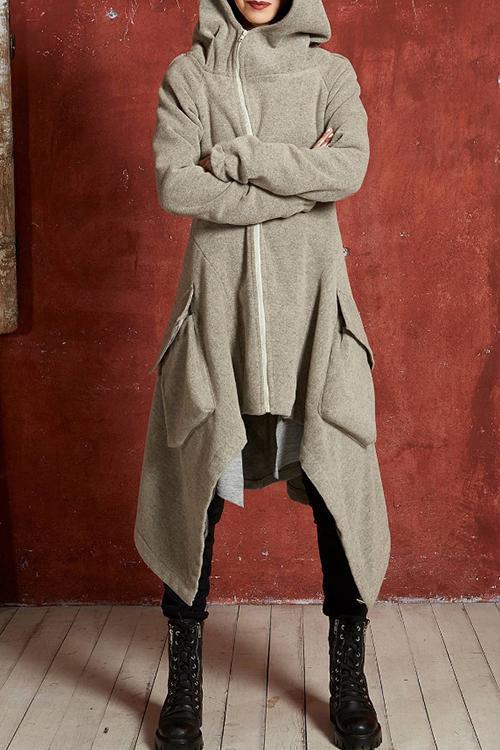 Fashion Irregular Windbreaker Jacket-Pinkami