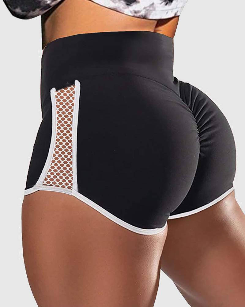 Hollow Out Side Scrunch Butt Sports Shorts-Pinkami