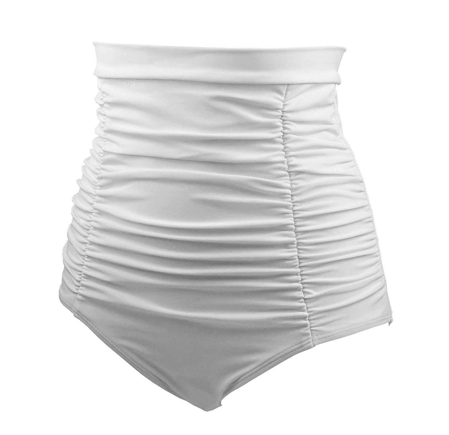 Retro Ruched High Waisted Bikini Bottom