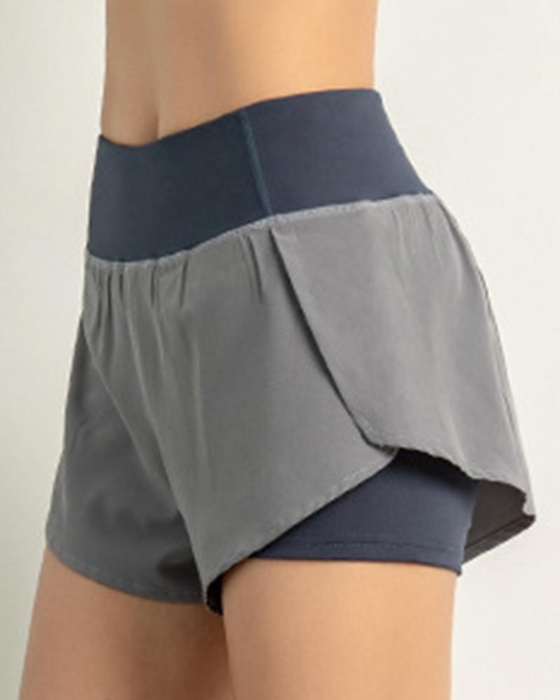 Pocket Inside High Waist Sports Shorts-Pinkami