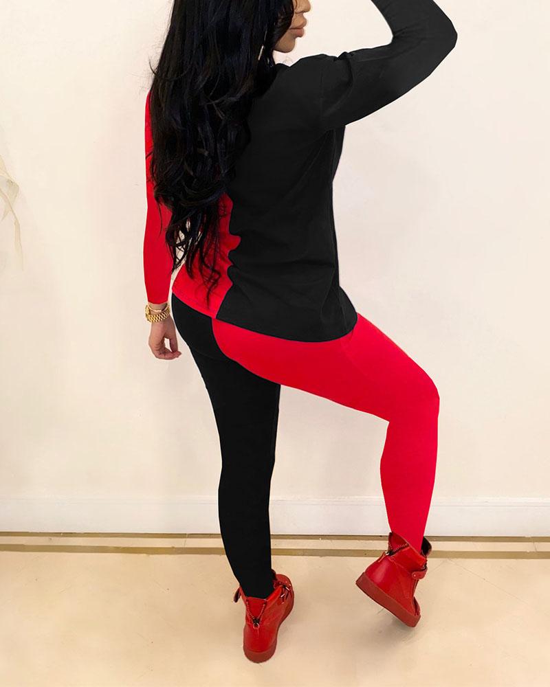 Two Tone Ripped Top & Pants Set-Pinkami