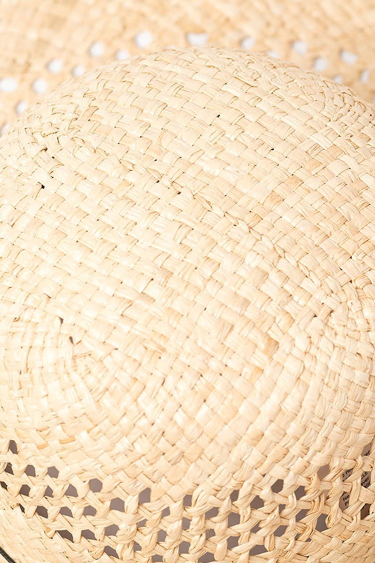 Frayed Bowknot Trim Bow Beach Straw Sun Hat