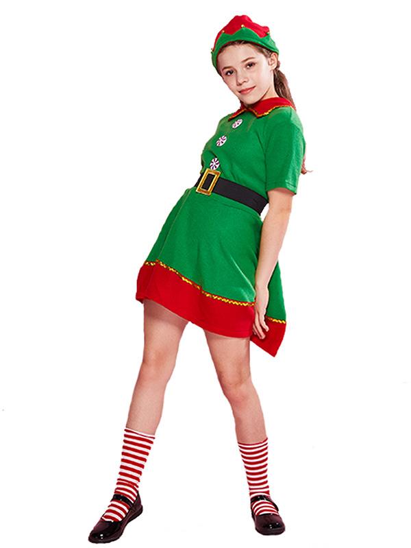 Girls Christmas Elf Costume-Pinkami