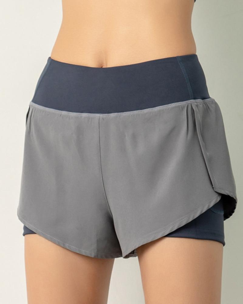 Pocket Inside High Waist Sports Shorts-Pinkami