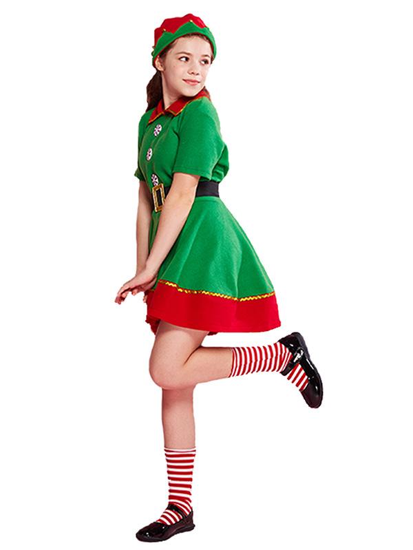 Girls Christmas Elf Costume-Pinkami