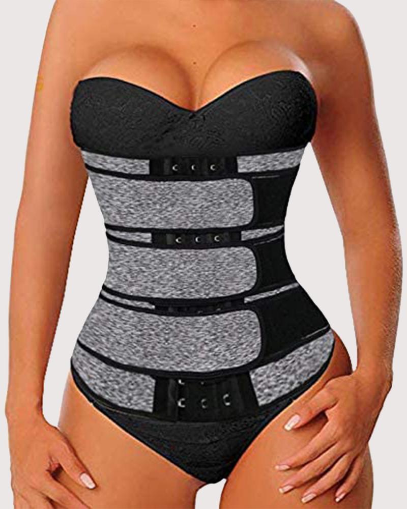 Triple Velcro Closures Trimmer Belt Waist Body Shaper Wrap Trainer-Pinkami