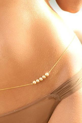 Gold Imitation Pearl Accent Sexy Waist Chain-Pinkami