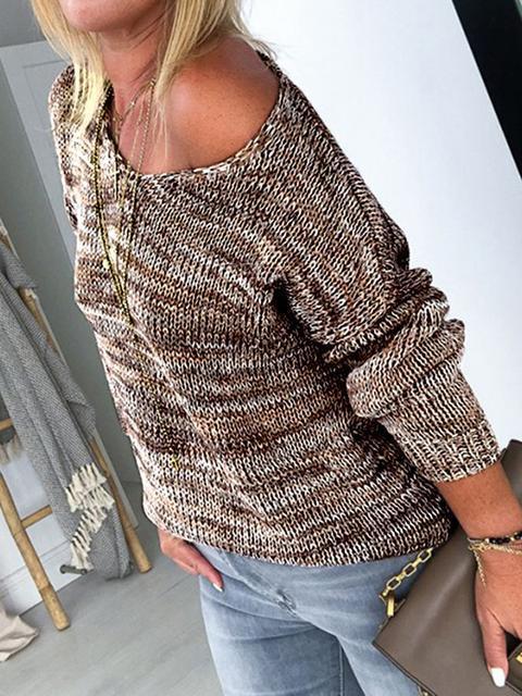 Casual Loose Deep V-neck Sweater-Pinkami