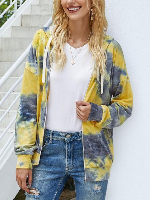 Tie-dye Print Zipper Cardigan Coat-Pinkami