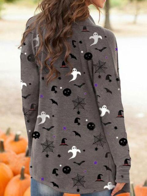 Halloween Ghost Print Cardigan-Pinkami