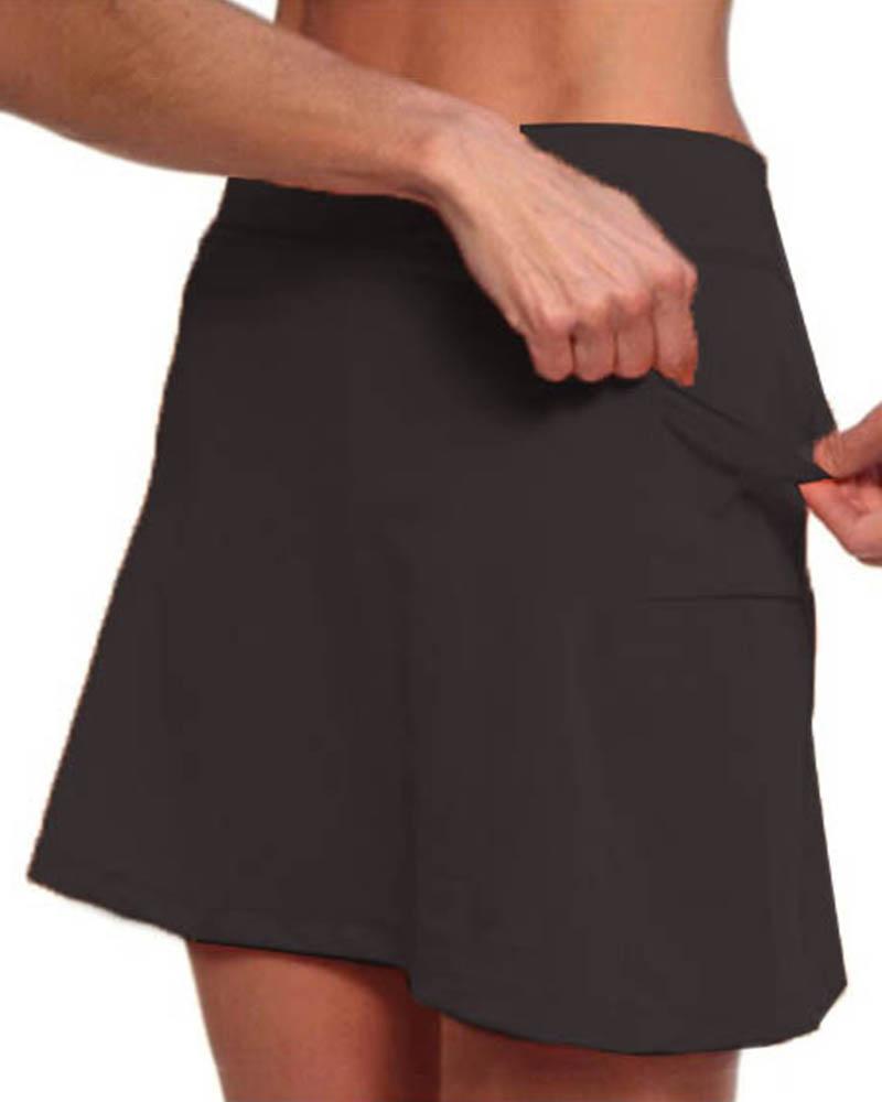 Solid High Waist Pocket Detail Sports Skort-Pinkami