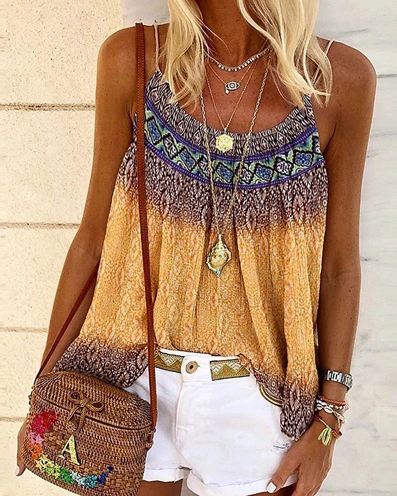 Ombre Tribal Print Cami Top-Pinkami