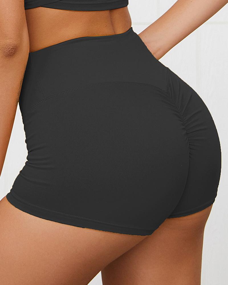 Scrunch Butt High Waist Hip Lift Sports Shorts-Pinkami