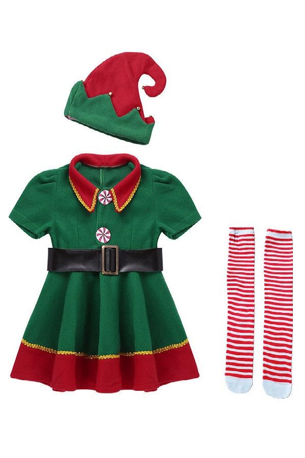 Kids Elf Costume Cute Christmas Outfit for Boys and Grils-Pinkami