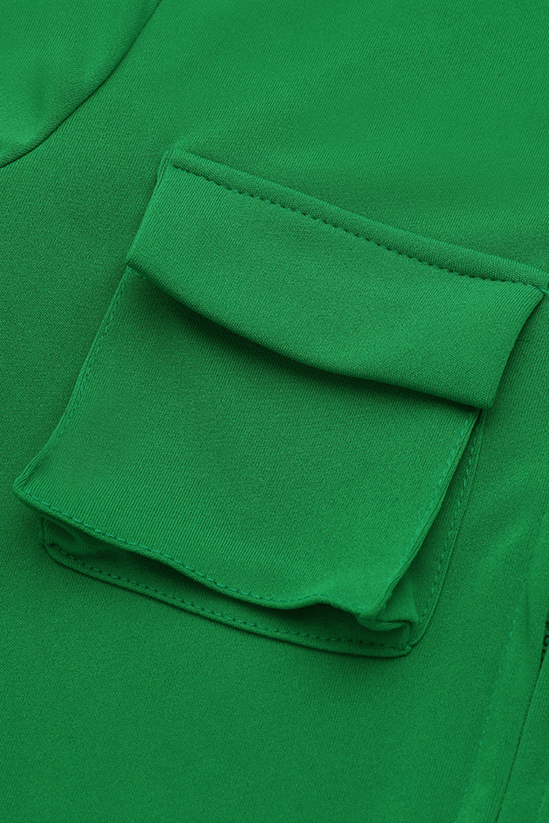 Patched Flap Pocket Zip Front Casual Jumpsuit